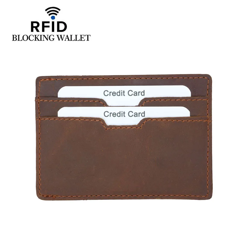 Чехол для кредитных карт из натуральной кожи Rfid блокирующий кошелек кредитная