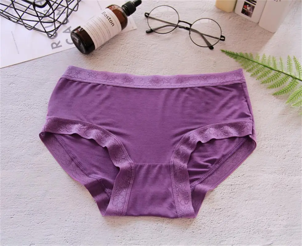 purple Новое Женское нижнее белье, Мягкие Модальные трусики размера плюс, сексуальные трусы для девушек, одноцветные дышащие трусы, нижнее белье, Lenceria Calcinhas - Цвет: purple