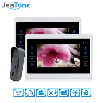 

JeaTone 7 inch 1 to 2 Color Video Door Phone Intercom Door Bell Door Speaker Hands-free Touch Button Monitor Waterproof Doorbell