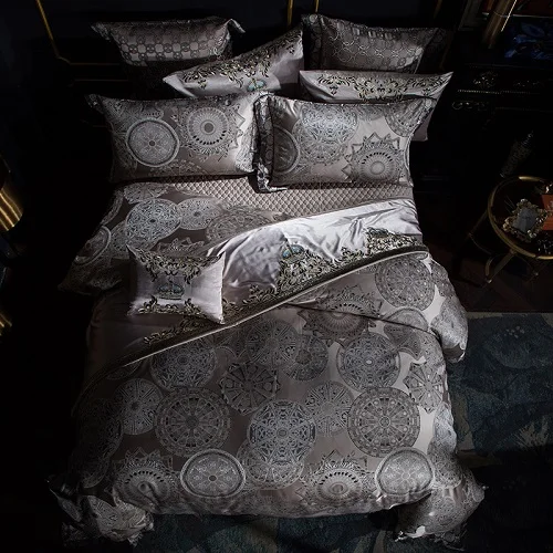 Роскошный комплект постельного белья queen King size Золотой Серебряный сатиновый хлопковый комплект постельного белья Doona пододеяльник простыня комплект juego de cama linge de lit - Цвет: 2