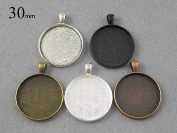 

25 Pieces 30mm Round Pendant Bezel Setting, 30mm Cabochon Setting Tray, 1 1/4 inch Pendant Blankstheof
