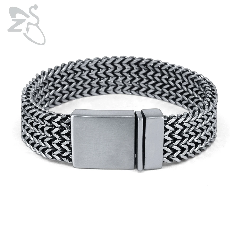 

ZS 316L Stainless Steel Bracelets for Men Punk Style Steel Braided Bangles Male Hip Hop Jewelry Rock Roll Accessories 2019