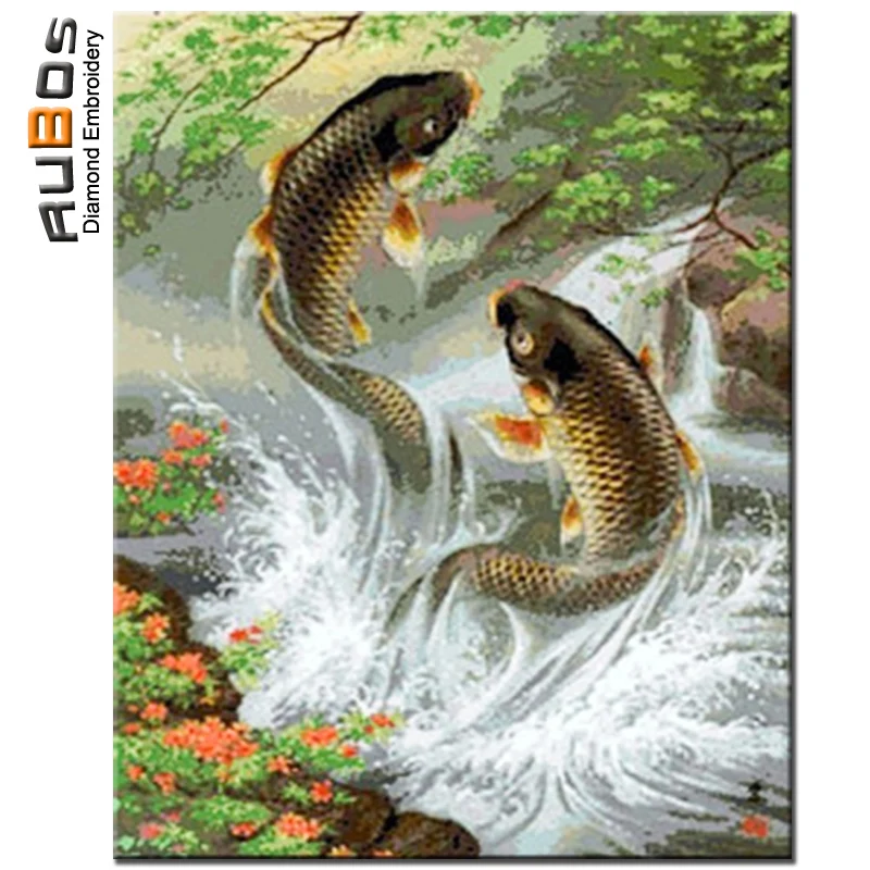 RUBOS Pattern Rhinestones two fish jupe 5D DIY diamond embroidery diamond painting mosaic full 3D beaded sale crystal NEW hobby (1)