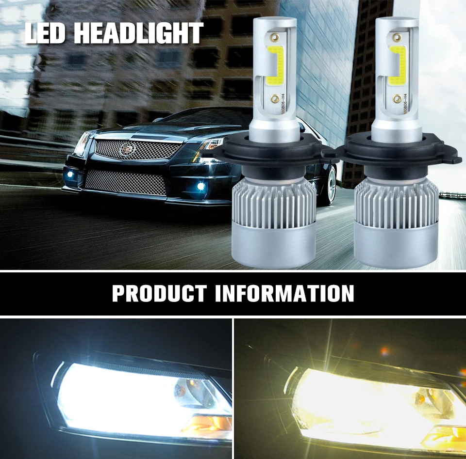 H7 H1 H4 H11 9005 HB3 HB4 9006 Car light canbus Headlight 12V COB LED Lamp 01