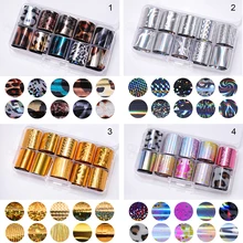 10 рулонов 2,5*100 см Голографическая фольга для ногтей, набор прозрачных AB цветов, переводная наклейка для ногтей, маникюр, сделай сам, голографическая наклейка, украшение