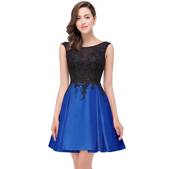 

Backless Sexy Lady Wedding Party Formal Dress Lace Mini Bridesmaid Dresses A Line Royal Blue Short Prom Gown Vestido De Festa