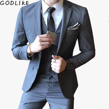 

Two Buttons Gray Black Mens Wedding Suits Lapel Wedding suits for men Groom Wedding Suits Male Dresses Wedding Tuxedos 3 Pieces
