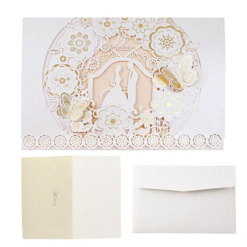  Hot Creative Birthday Wedding Invitation Cards Free Envelopes with Blank Lace Floral @LS - 33013392595