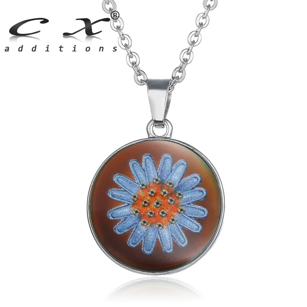 

VisionMood Chrysanthemum Silver Pendant Neckalce Jewelry Mood Choker Necklace Temperature Change Color Feeling Emotional Color