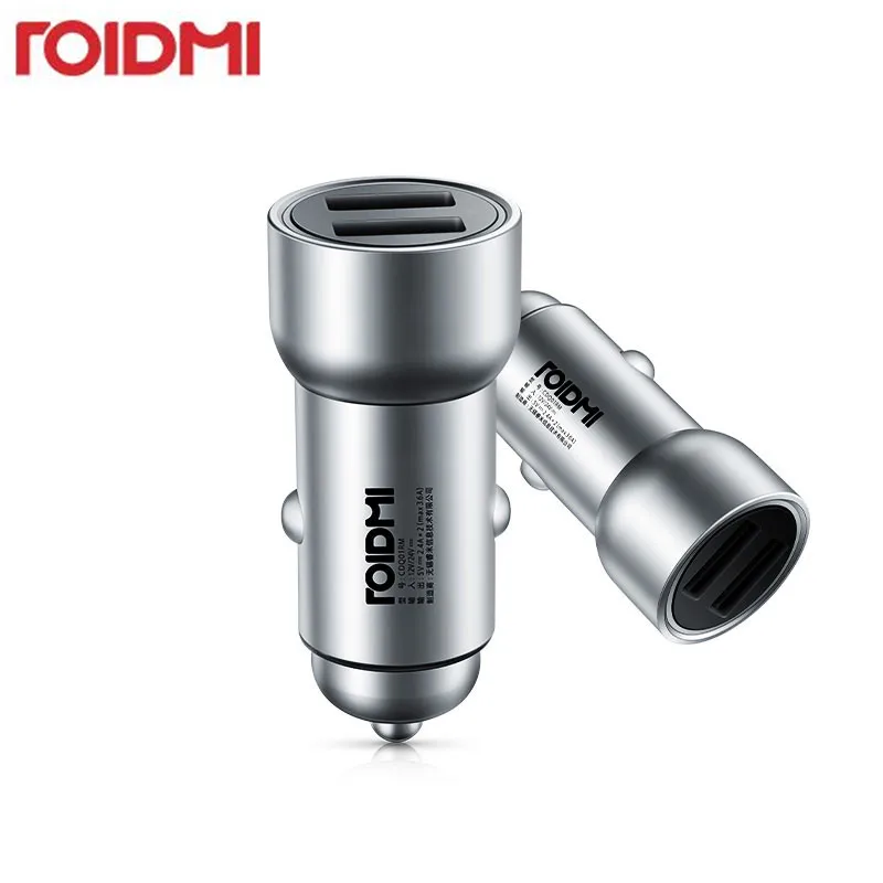 

Xiaomi Roidmi Car Charger Metal Appearance Dual USB 5V 3.6A Output Fast Charger Adapter For iPhone And Android Samsung