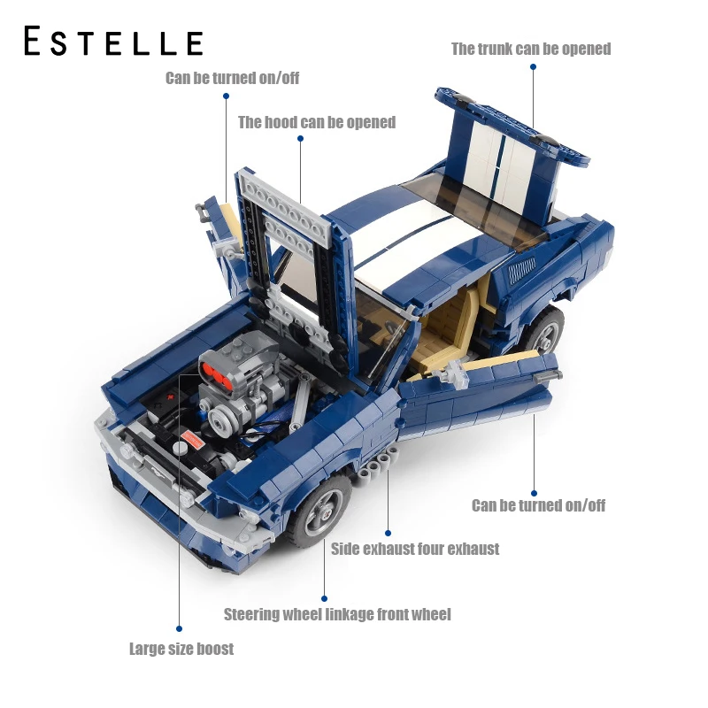 1648 шт Ford Mustang серия гоночных технологий модели строительных блоков для детей игрушки Совместимые лего technic Creator кирпичи