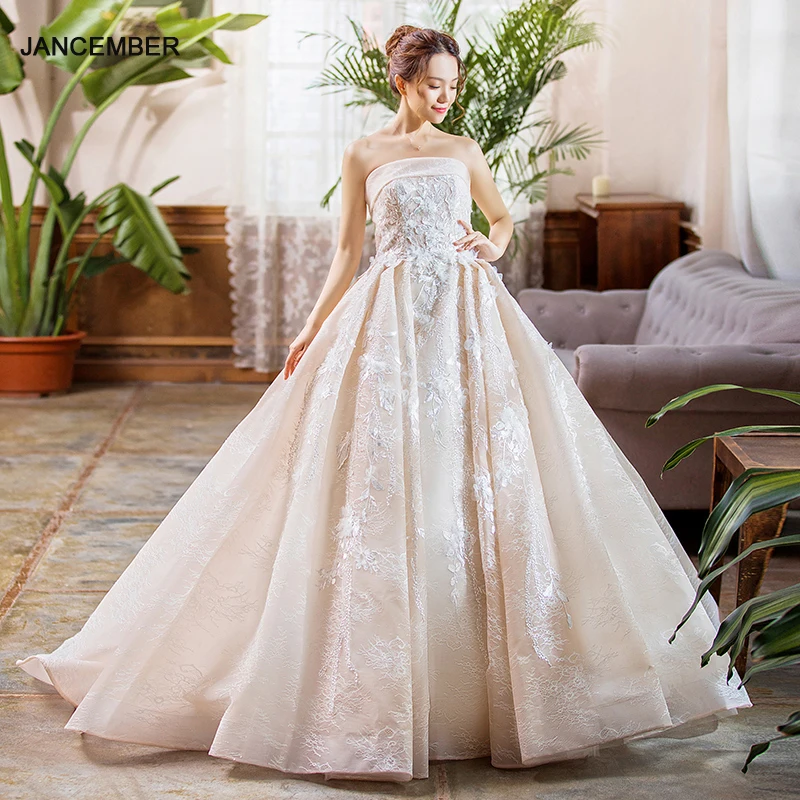 

J66607 jancember evening dress 2019 strapless floor length ball gown formal dress women elegant vestidos de fiesta de noche 2019