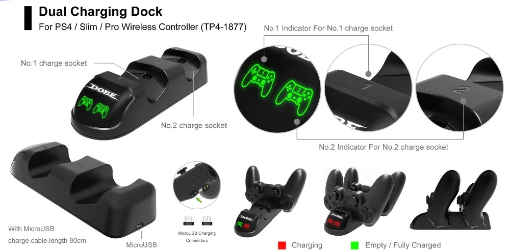 USB двойная быстрая зарядная док-станция подставка база с 4 MicroUSB разъемы для зарядки для PS4/Slim/Pro беспроводной контроллер