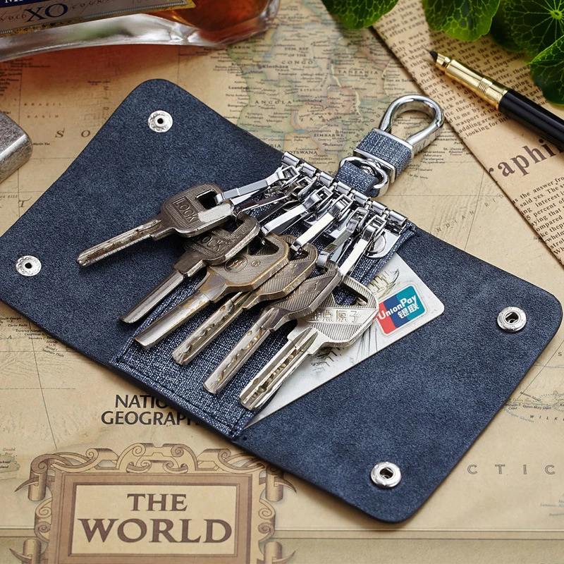 

MINIFOUS Genuine Leather Key wallets Men Women Key Holder Organizer Cow Split Car Key Bag Wallet Housekeeper Case Mini Card Bag