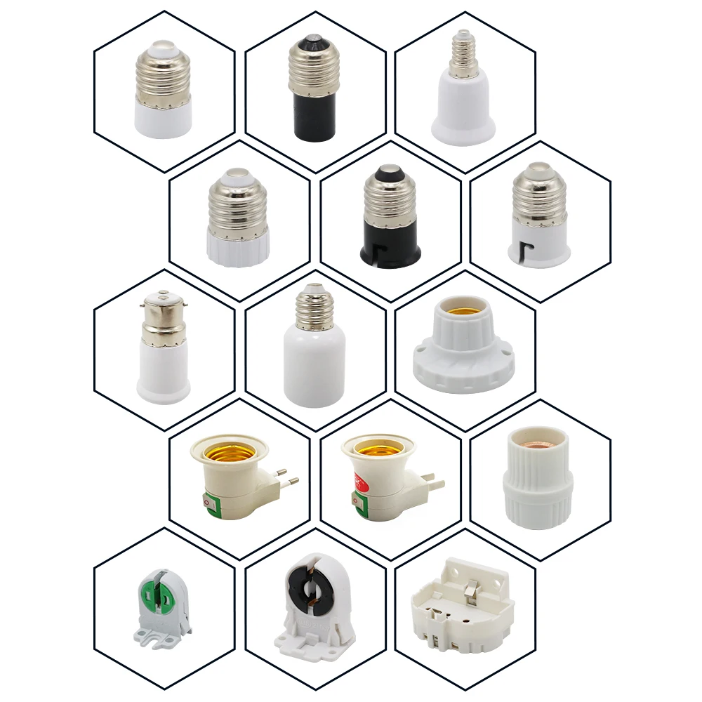 

2 Pieces/lot E27 E40 E14 B22 Lamp Holder Converter T5 T8 2G11 Light Holders GU5.3 MR11 MR16 Lamp Base US EU Plug Socket Adapter