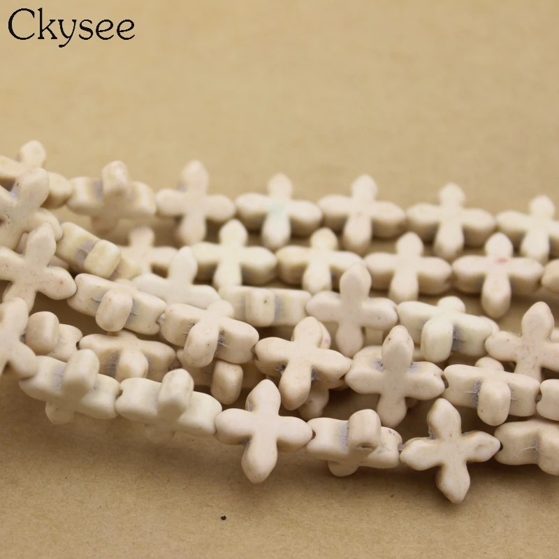 

Ckysee Hote Sale 1 Strand Stone White Beads 15*15*6mm Cross Bead For Bracelet Fit Diy Charm Beads For Jewelry Making