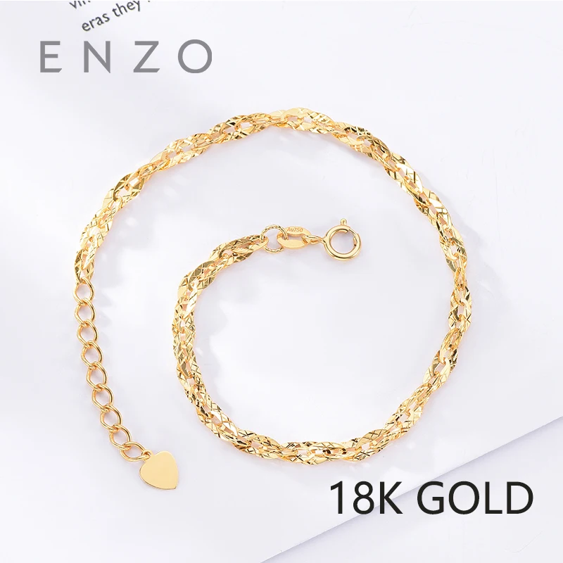 

ENZO Pure 18K Gold Bracelet For Women Miss Girls Gift Female Fine Jewelry Au750 Genuine Real Solid Chain Upscale Party Trendy