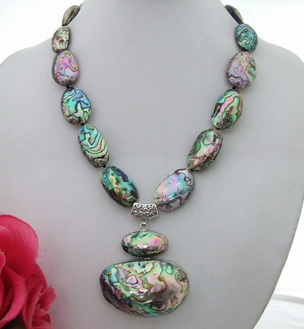 

FC030304 34x55MM Paua Abalone Shell Pendant Necklace