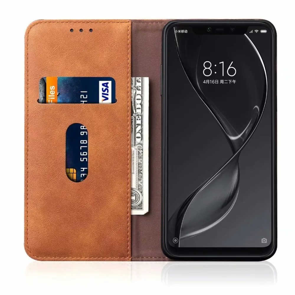 Чехол Rezzol для Xiaomi mi 8 lite роскошный кожаный Ретро бумажник с подставкой откидной mi8