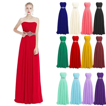 

2019 New Fashion Women Wedding Bridesmaid Party Dresses Summer Sexy Strapless High Waist Maxi Long Chiffon Dress Elegant Dress