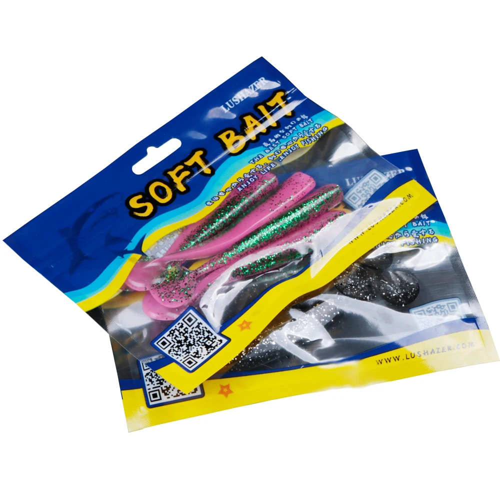 LUSHAZER 4pcs/lot Fishing Soft Lure 8g 11cm Soft Bait Wobblers Fishing Lures Silicone Double Color pesca Bass baits