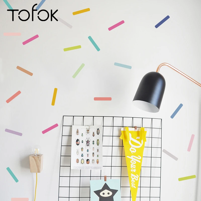 Tofok 24 قطعة/المجموعة الملونة ملصقات جدار الحضانة الأطفال غرفة زخارف الجدران ملصقات الأثاث Ambry صائق ديكور المنزل