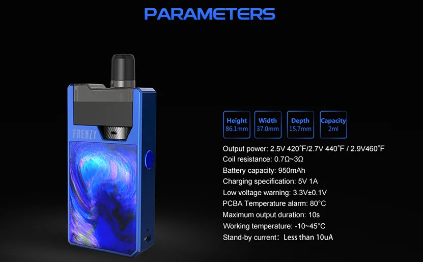 Original Geekvape Frenzy Kit 950mAh Built-in Battery 2ml Pod Cartridge With NS Coil Electronic Cigarette Vape Pod Kit 02 (2)