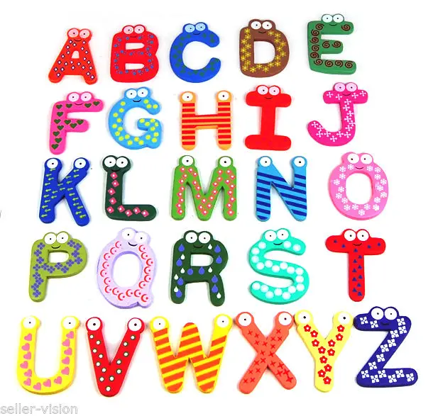 Fridge Alphabet Letters 26 Wooden Upper Case A Z Kids