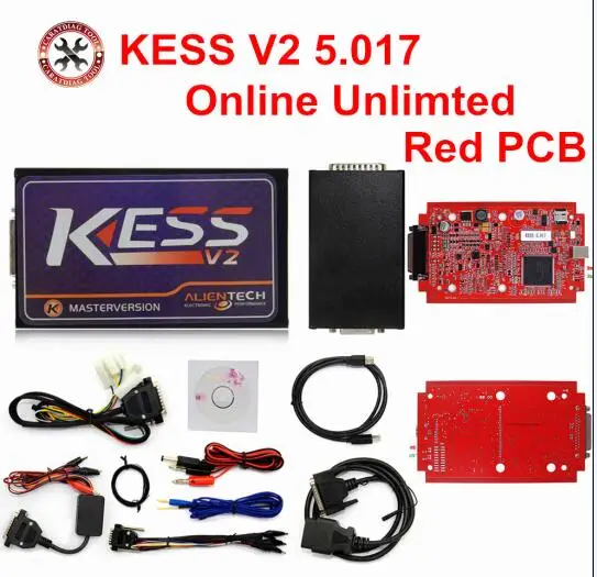 KESS V2 V5.017 SW V2.23 мастер ECU чип Тюнинг инструмент KESS 5,017 красный PCB онлайн неограниченное количество жетонов функции питания - Цвет: Kess EU Version Red