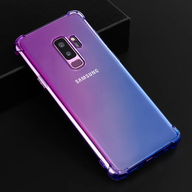 

Rainbow Gradient Airbag Case for Smasung Galaxy S8 S9 Plus Four Corners Schockproof Soft TPU Case for Smasung Note 8 9 cover
