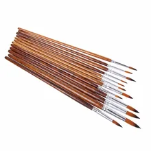 12 шт художников набор кистей акриловые акварельные круглые Острые кончики нейлоновые волосы C26