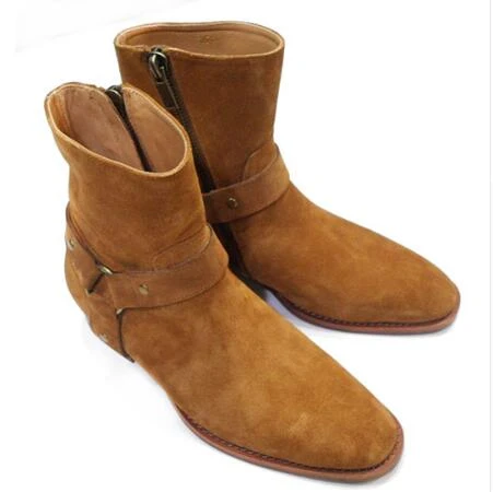 stacked heel mens boots