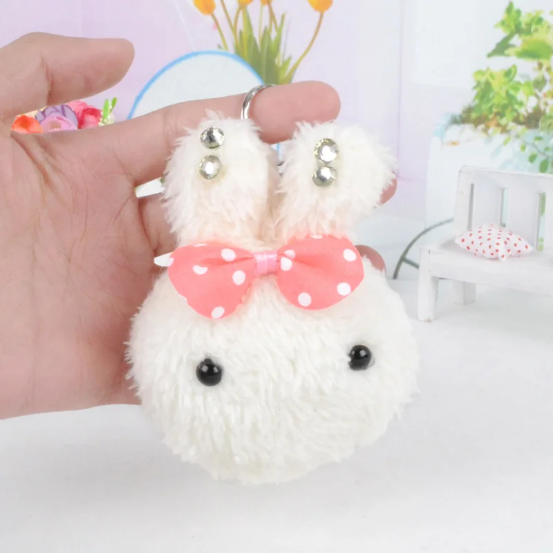 

2Pcs/set Kawaii Rice Ball Rabbit Plush Keychains Toy Stuffed Animal Bunny Bag phone Charm for Lovers Gift 9cm