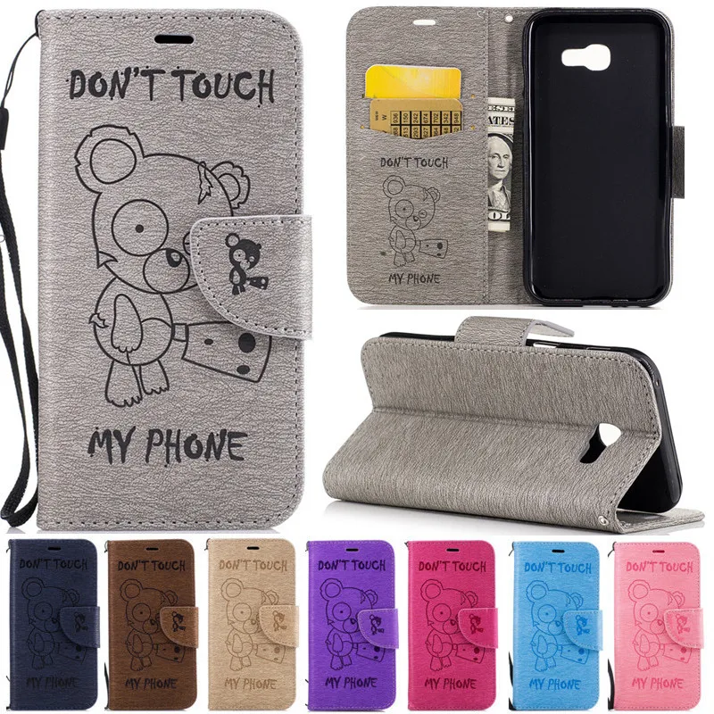 Кожаный чехол книжка с изображением медведя из мультфильма Don't Touch My Phone чехлы