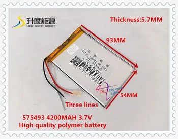 

3.7V 4200mAH 575493 Polymer lithium ion / Li-ion battery for POWER BANK tablet pc dvr GPS cell phone MP4 SPEAKER