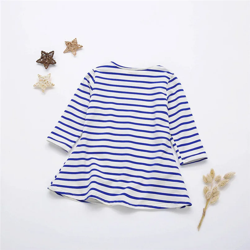 Girls Dress Infant Kids Baby Girl Candy Color Striped Long Sleeve Princess Dress Casual Cotton Dress Baby Girls Clothes JY09#F (12)