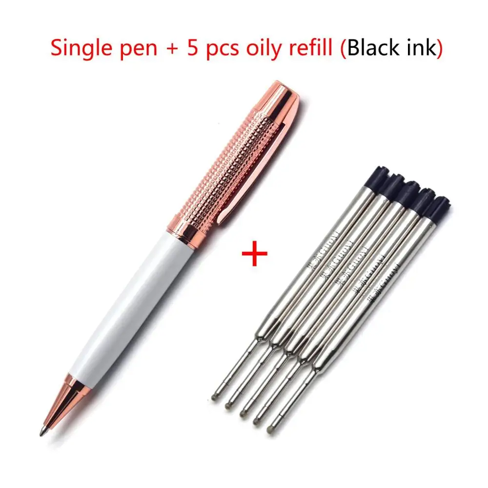 CCCAGYA C032 Новое поступление Розовое золото Цвет вращающаяся медная Шариковая ручка Высокое качество подарочная ручка в деловом стиле офисные и школьные принадлежности - Цвет: Pen-5 Black refills