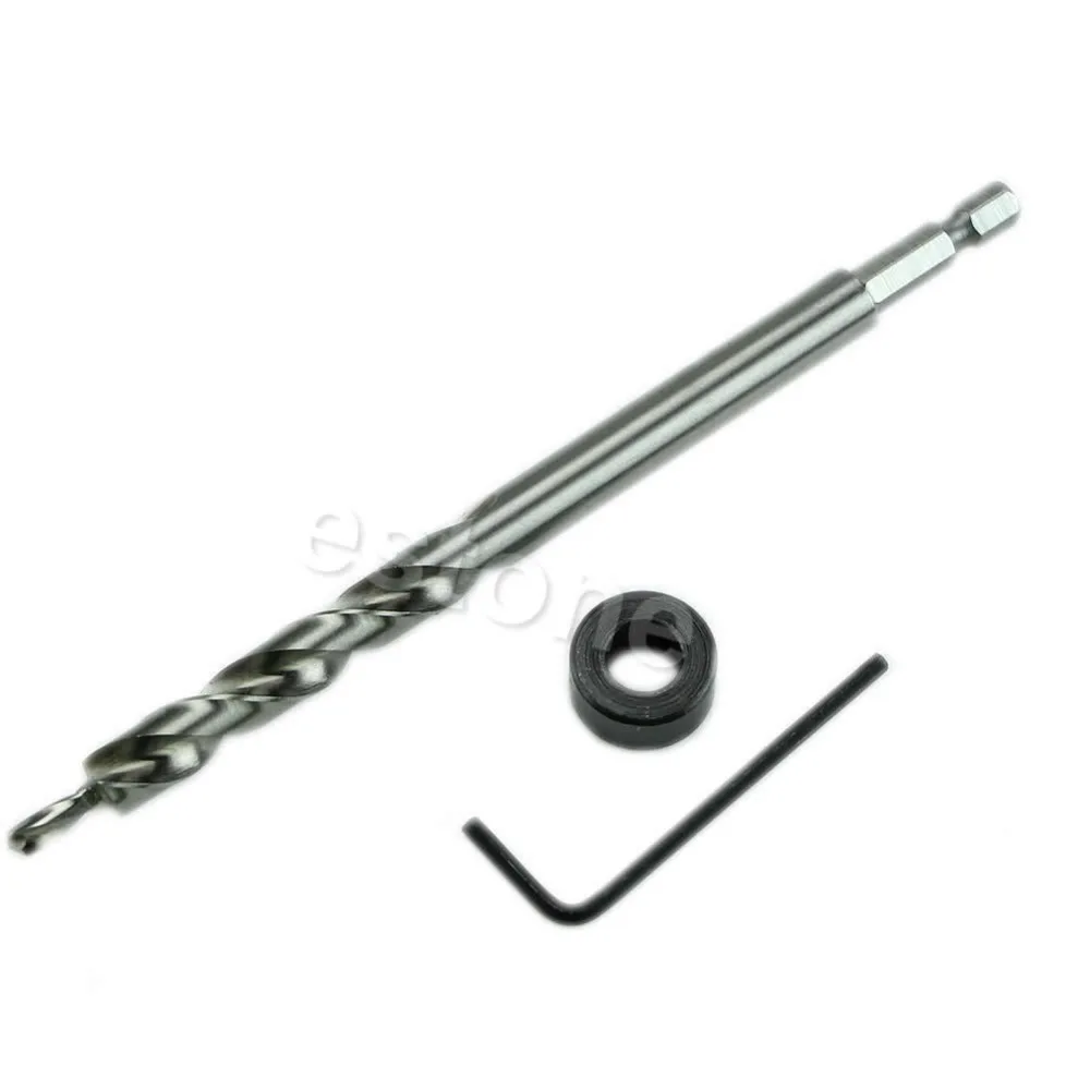 

Hex Pocket Hole 3/8" Twist Step Drill Bit + Stop Collar Set for Kreg Jig Guide