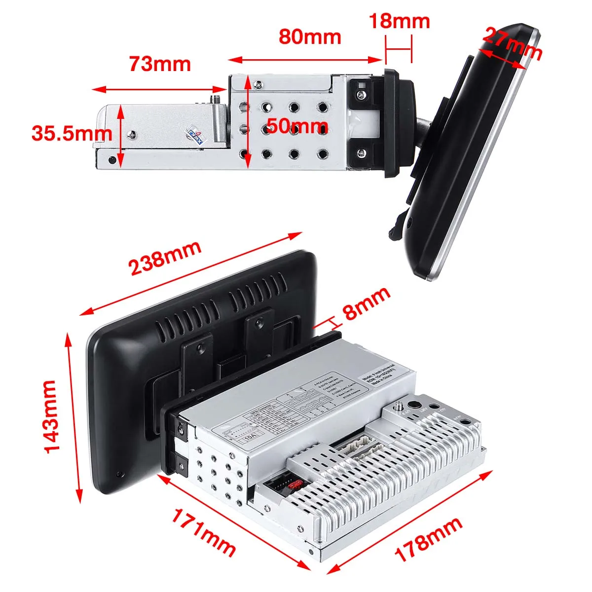 Sale Rotatable Car Multimedia Player 10.2 2+32G 8 Core Stereo for Android 8.0 with 360 Degree Up Down Screen GPS WiFi Radio Player 4