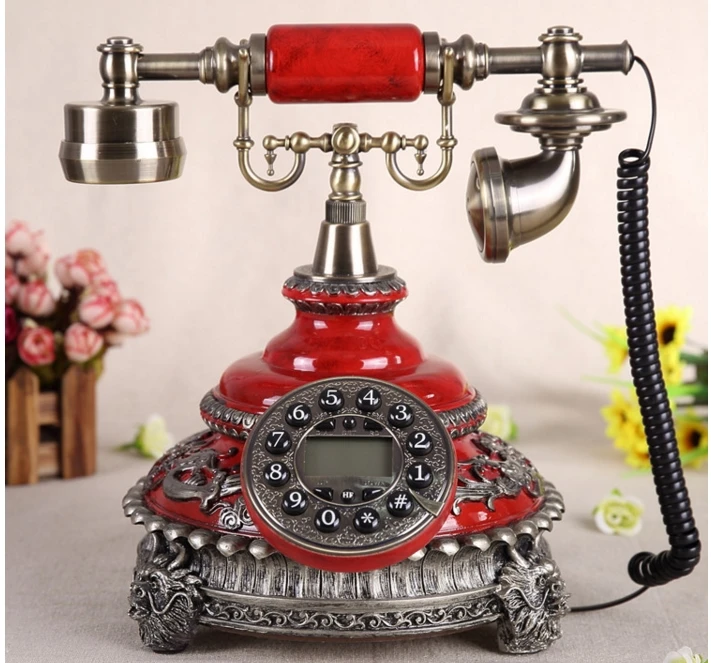 Красный модный винтажный телефон АНТИЧНОСТЬ стационарный телефон домашний телефон/звонящий id Hands-free/синяя подсветка