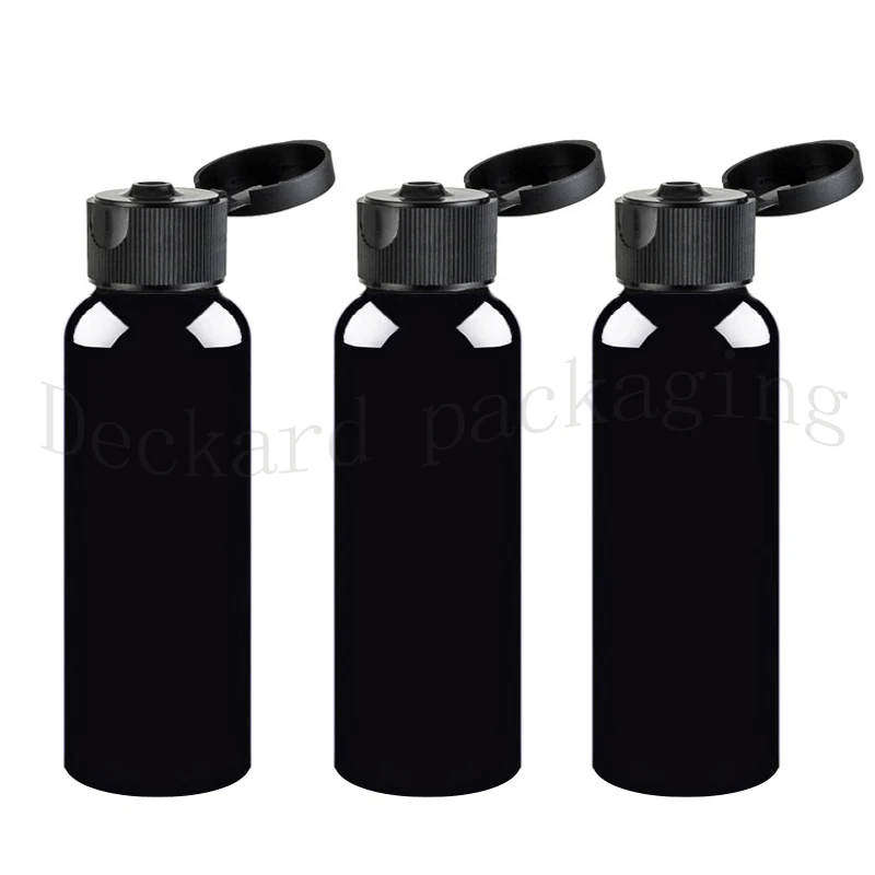 

50pcs 200ml black plastic bottle flip top cap,200cc cosmetics packaging containers with screw lids,Container for lotion shampoo