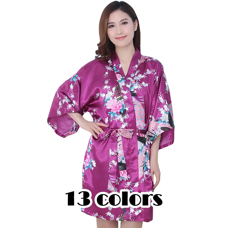 

2018 Autumn Kimono Artificial Silk Robe Sexy Bathrobe Floral Robes Women Print Floral Vestidos China Cheap Clothes Sleepwear
