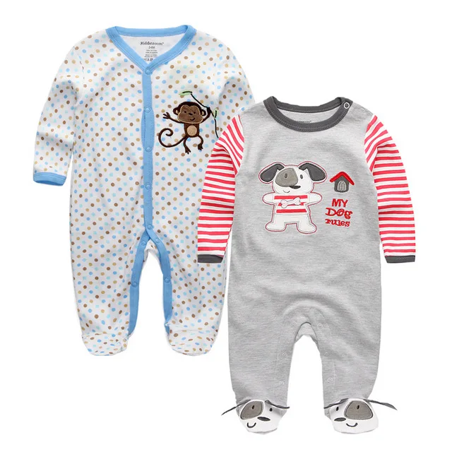 2 pieces/lots Newborn Footie Baby girl boy clothes long sleeve Cotton print New born Roupas de bebe pajamas 0-12 months - Цвет: 42