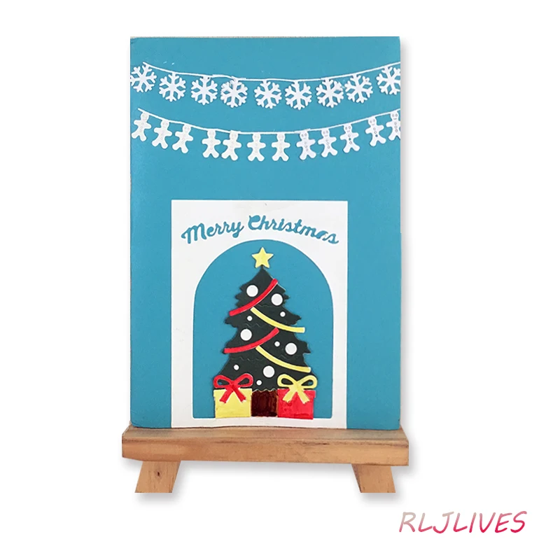 

RLJLIVES Christmas Tree & FlAg Metal Cutting Dies Stencils for DIY Scrapbooking album Decorative Embossing DIY Paper Cards