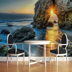 Пользовательские 3D фото обои морской закат пейзаж картина маслом гостиная спальня водонепроницаемый холст обои для стен