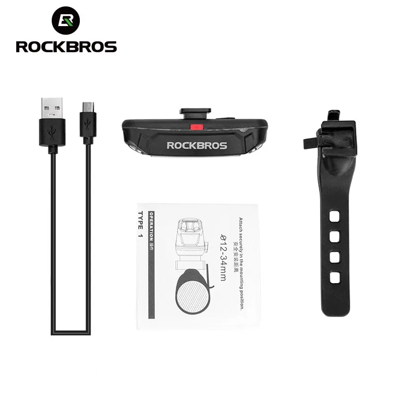Perfect ROCKBROS Cycling Bicycle Light Bike Waterproof Taillight 30 LED Super Light With USB Rechargable Safety Night Riding Rear Light 5