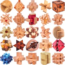 Classic IQ Wooden Puzzle Mind Brain Teasers Burr Puzzles Game Toys for Adults Children