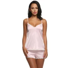 Women’s Fall Pajama Set V-Neck Adjustable Strappy Cami Tank Top And Shorts Sleepwear Pjs MC S0020