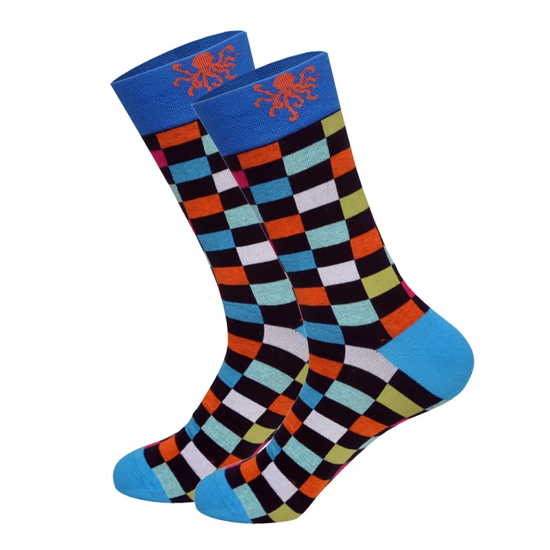 Новое поступление, Брендовые мужские носки с забавными рисунками животных, 18 цветов, британский стиль, Дизайнерские Длинные хлопковые носки Happy - Цвет: octopus