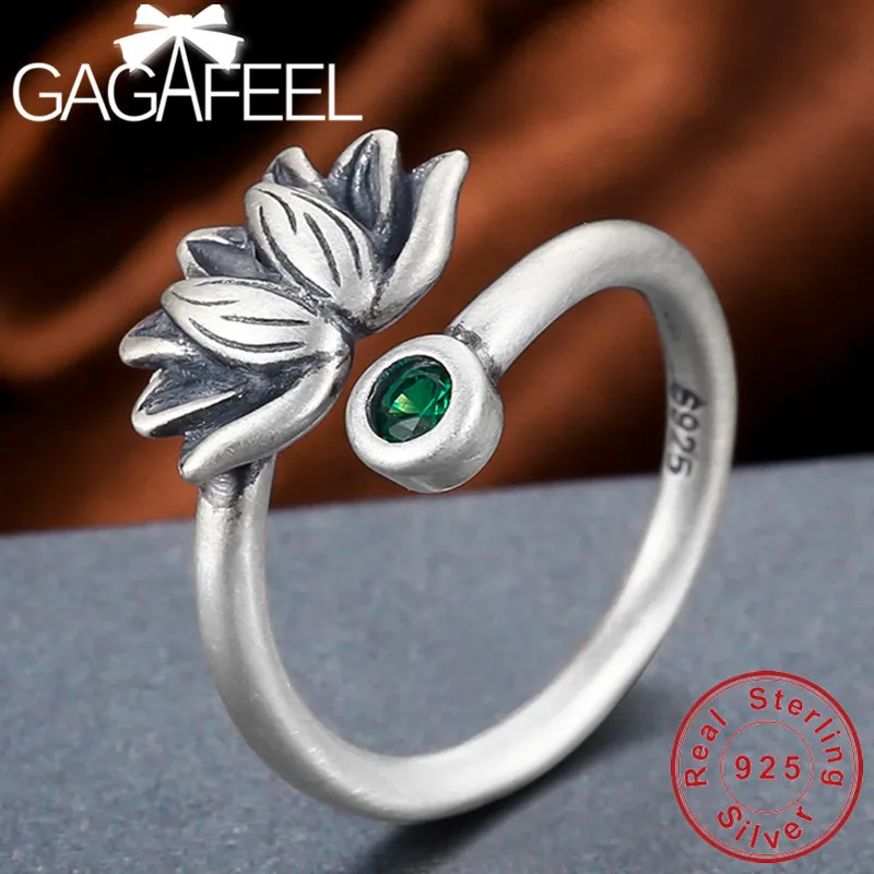 

GAGAFEEL New Arrival 925 Sterling Silver Open Rings Vintage Adjustable Loto Design Women Jewelry Charm Rings for Women Drop Ship